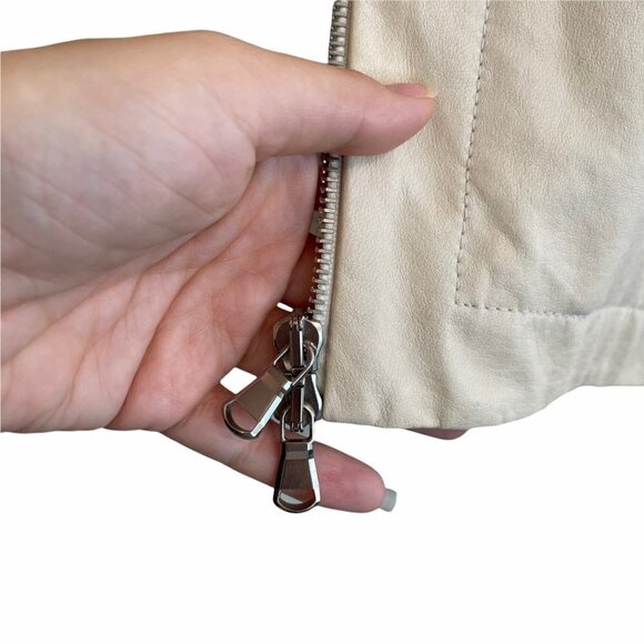 Maria Cornejo Lambskin Leather Full Zip Koya Bomber Jacket Cream Size M - Picture 5 of 12